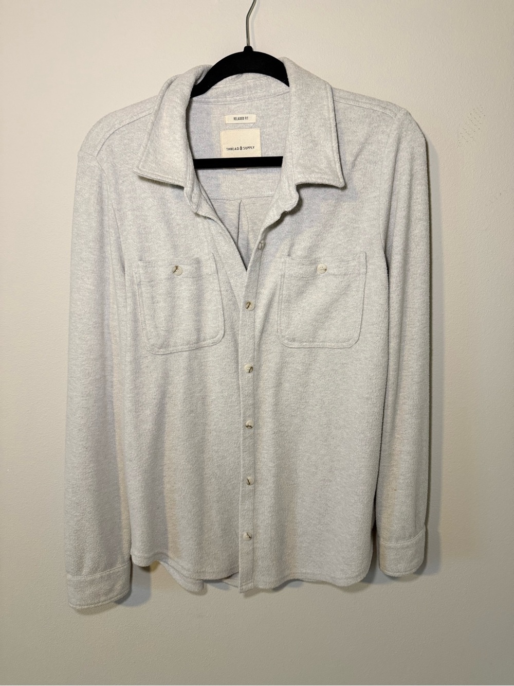Thread & Supply Light Gray Relaxed Fit Shirt Jacket